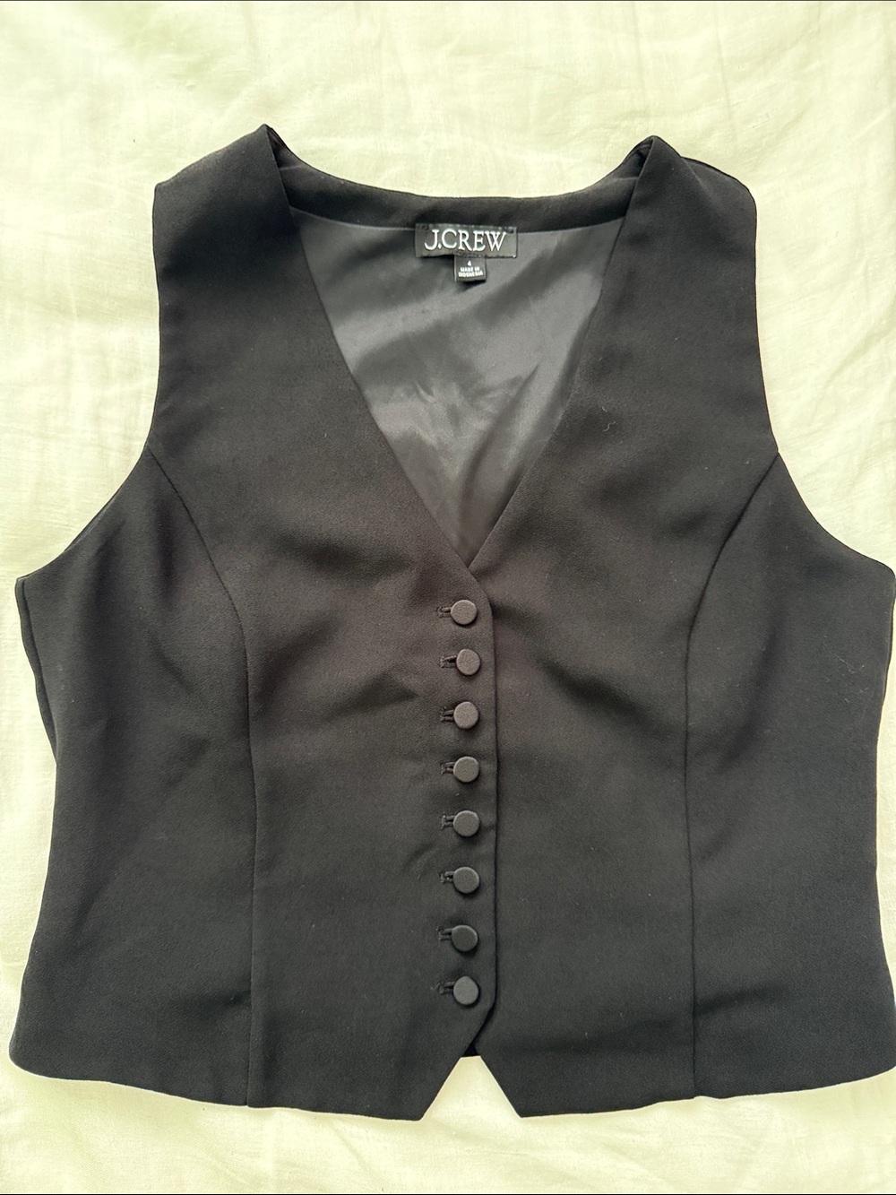J. Crew Black Button-Front Sleeveless Vest